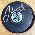 Autographed JAMIE OLEKSIAK Seattle Kraken Hockey Puck