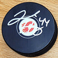 Autographed JOEL HANLEY Calgary Flames Hockey Puck