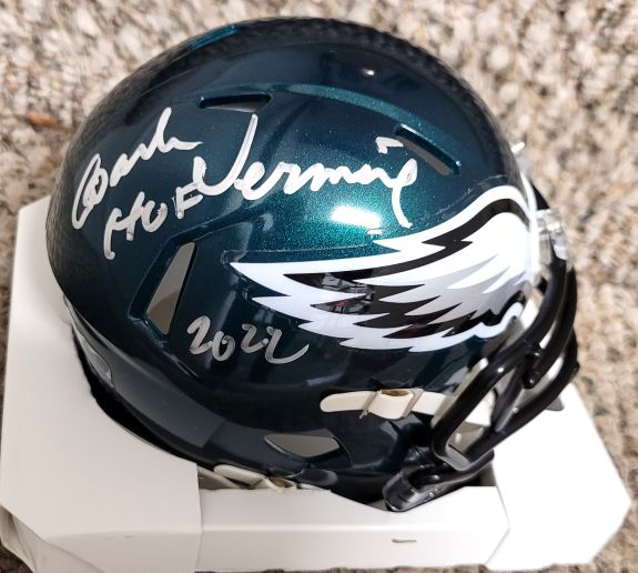 Autographed COACH VERMEIL "HOF 2022" Philadelphia Eagles Mini Helmet