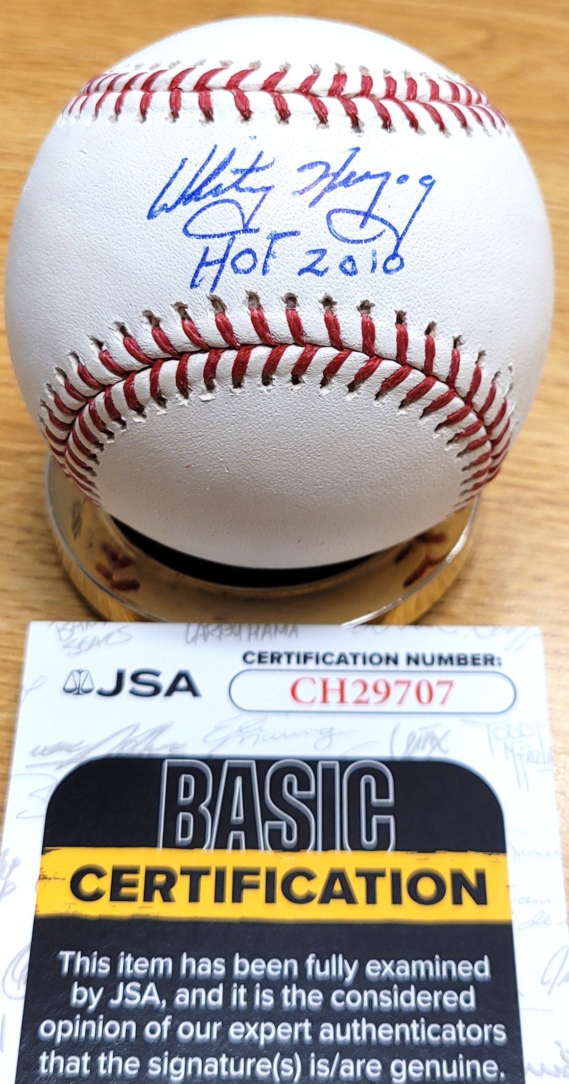 Autographed WHITEY HERZOG "HOF 2010" Official Major League Baseball JSA