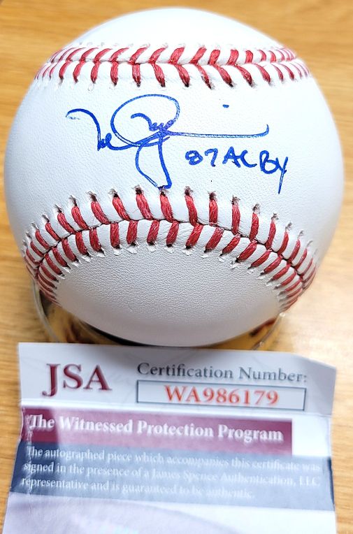 Autographed MARK MCGWIRE "87 AL ROY" Official Rawlings Major League Baseball JSA Witness