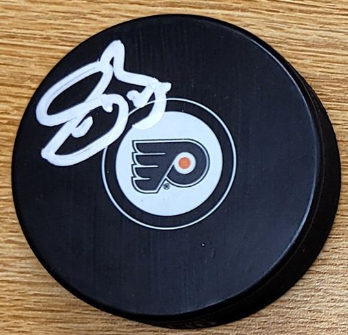 Autographed SEAN BURKE Philadelphia Flyers Hockey Puck