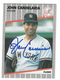 Autographed JOHN CANDELARIA New York Yankees 1989 Fleer Card