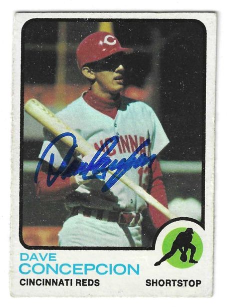 Autographed DAVE CONCEPCION Cincinnati Reds 1973 Topps Card