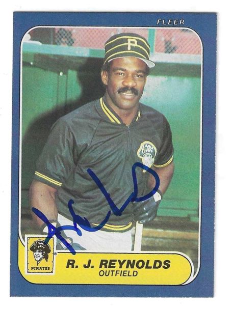 Autographed R.J. REYNOLDS Pittsburgh Pirates 1986 Fleer Card