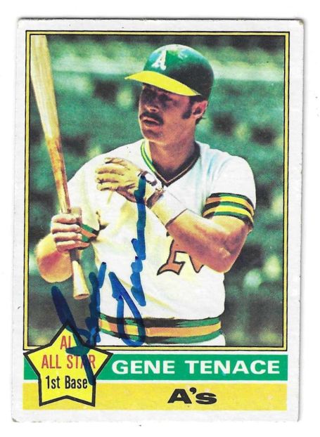 Autographed GENE TENACE Oakland A's 1976 Topps Card