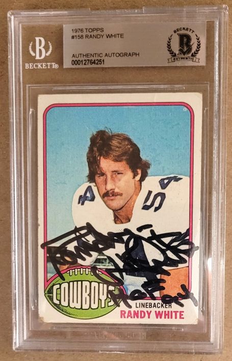 Autographed RANDY WHITE Dallas Cowboys 1976 Topps Rookie Card #424 Beckett