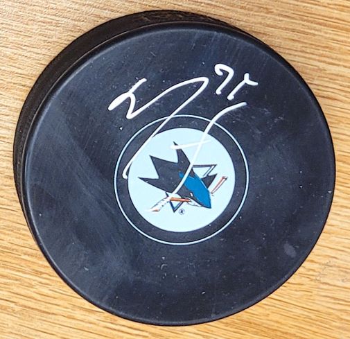 Autographed RYAN REAVES San Jose Sharks Hockey Puck