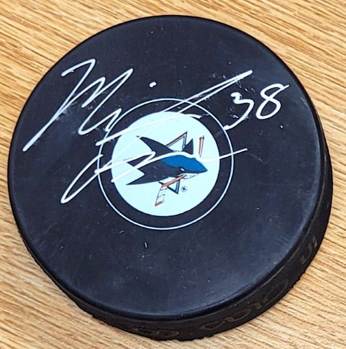Autographed MARIO FERRARO San Jose Sharks Hockey Puck