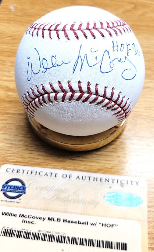 Autographed WILLIE MCCOVEY "HOF 96" Official Major League Baseball STEINER