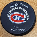AUTOGRAPHED DICKIE MOORE "HOF 1974" Montreal Canadiens  Hockey Puck