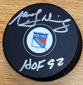 Autographed  MARCEL DIONNE "HOF 92" New York Rangers Hockey Puck