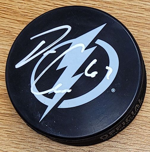 Autographed DECLAN CARLILE Tampa Bay Lightning Hockey Puck