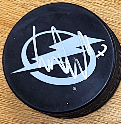 Autographed SIMON LUNDMARK Tampa Bay Lightning Hockey Puck