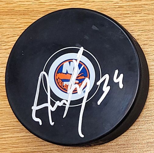Autographed ADAM BOQVIST New York Islanders Hockey Puck