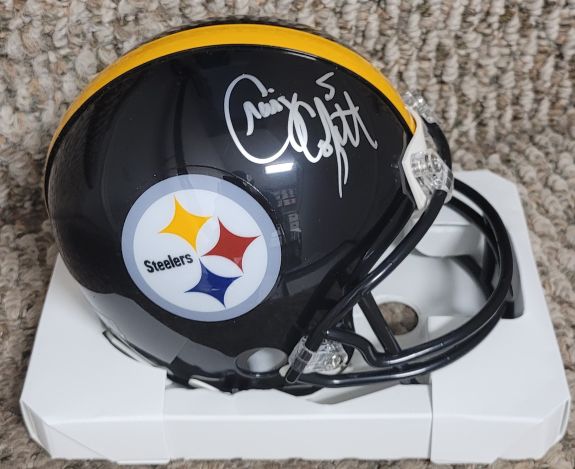 Autographed CRAIG COLQUITT Pittsburgh Steelers Mini Helmet with COA