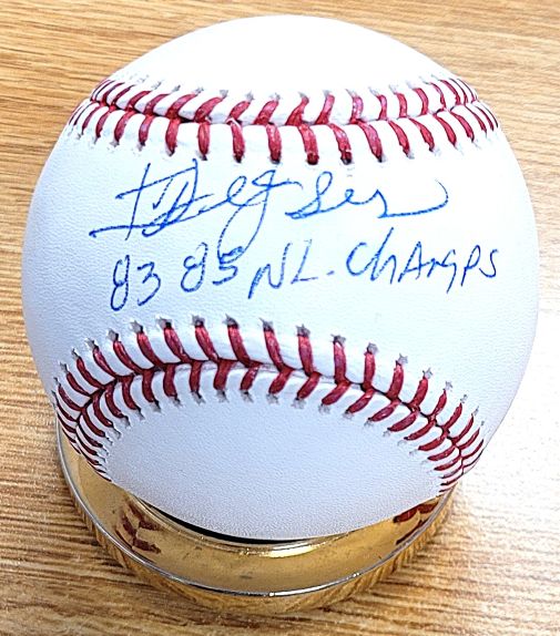 Autographed IVAN DEJESUS "83, 85 NL Champs" Official Major League Baseball
