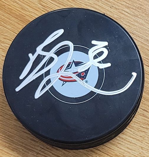 Autographed BOONE JENNER Columbus Blue Jackets Hockey Puck