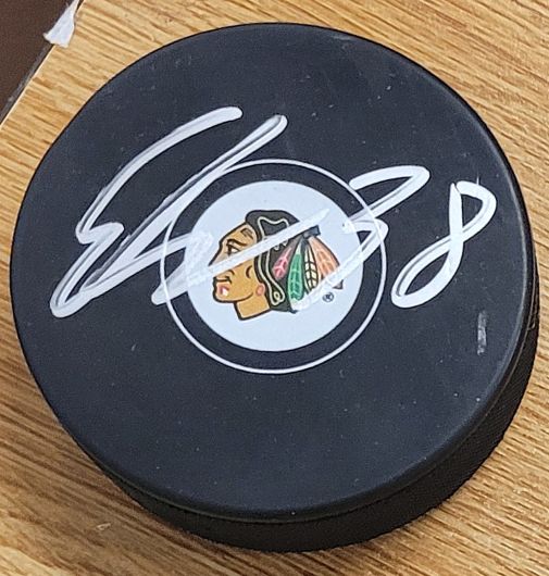 Autographed ETHAN DEL MASTRO Chicago Blackhawks Hockey Puck