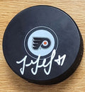 Autographed LUKE GLENDENING Philadelphia Flyers Hockey Puck