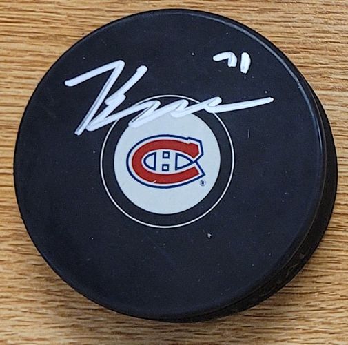 Autographed JAKE EVANS Montreal Canadiens Hockey Puck