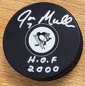 Autographed JOE MULLEN HOF 2000 Pittsburgh Penguins Hockey Puck