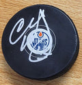 Autographed CHARLIE HUDDY Edmonton Oilers Hockey Puck