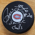 Autographed PIERRE LAROUCHE "2X SC Champs" Montreal Canadiens Hockey Puck