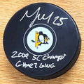 Autographed MAX TALBOT "Game 7 GWG, 2009 SC Champs" Pittsburgh Penguins Hockey Puck