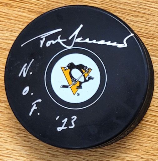 Autographed  TOM BARRASSO "HOF 23" Pittsburgh Penguins Hockey Puck
