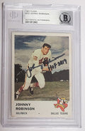 Autographed JOHNNY ROBINSON 1961 Fleer Card #202 Beckett  Slabbed