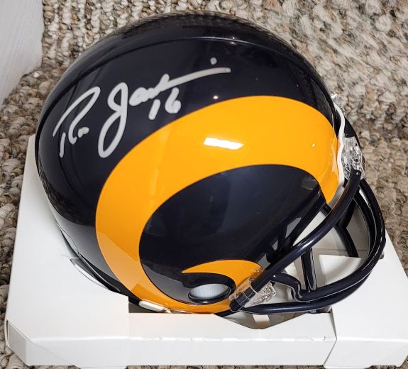 Autographed RON JAWORSKI Los Angeles Rams Mini Helmet