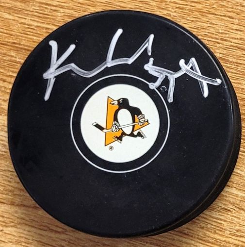 Autographed KEN WREGGET Pittsburgh Penguins Hockey Puck