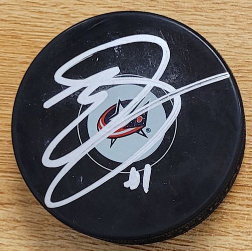 Autographed ERIK GUDBRANSON Columbus Blue Jackets Hockey Puck
