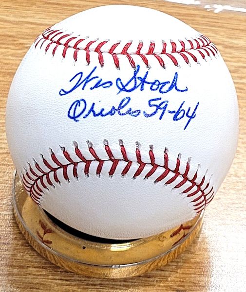 Autographed Wes Stock "Orioles 59-64" Official Rawlings Major League Baseball
