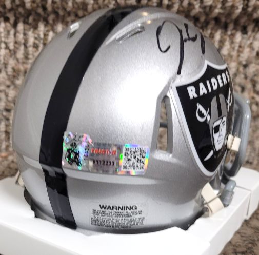 Autographed Josh Jacobs Oakland Raiders Mini Helmet TriStar