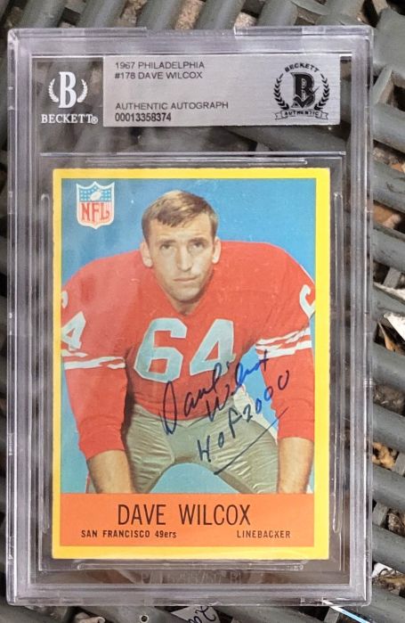 Autographed 1967 Philadelphia  Dave Wilcox Rookie card #178 BAS Beckett Autograph Slabbed