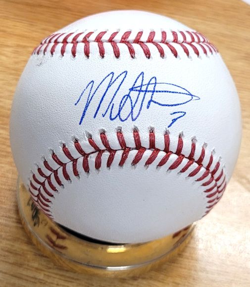 Autographed MYLES STRAW Official Major League Baseball