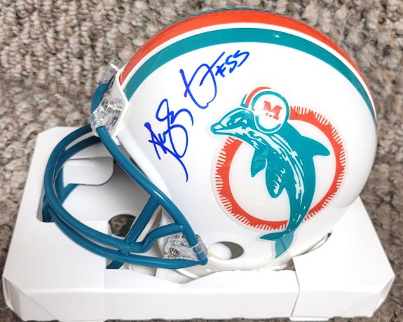Autographed HUGH GREEN Miami Dolphins Mini Helmet