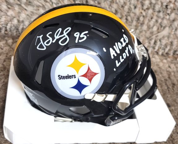 Autographed GREG LLOYD "Avoid Lloyd"  Pittsburgh Steelers Mini Helmet