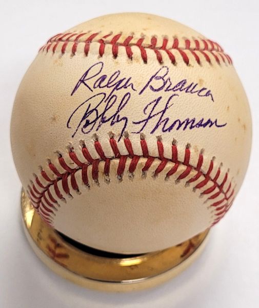 Autographed Ralph Branca and Bobby Thomson Official National  League Baseball