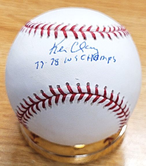 Autographed KEN CLAY "77-78 WS Champs" Official Major League Baseball