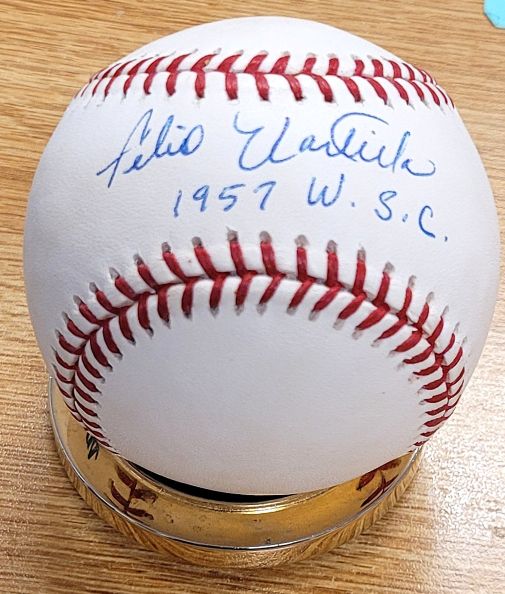 Autographed FELIX MANTILLA "1957 WSC" Official Major League Baseball