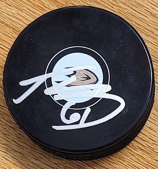 Autographed TROY TERRY Anaheim Ducks Hockey Puck