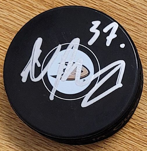 Autographed NICK RITCHIE Anaheim Ducks Hockey Puck