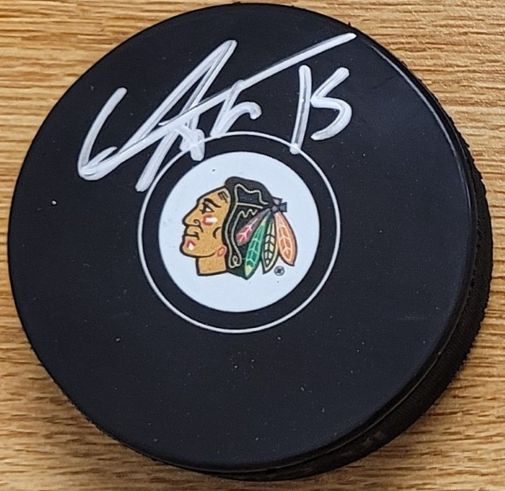 Autographed ANTON FRONDELL Chicago Blackhawks Hockey Puck