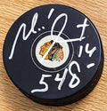 Autographed MICHEL GOULET "548" Chicago Blackhawks Hockey Puck
