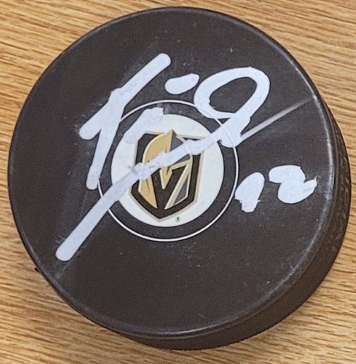 Autographed IVAN BARBASHEV Vegas Golden Knights Hockey Puck