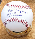 Autographed Bob Kuzava "51,52,53 WS Champs" Rawlings Official Major League Baseball