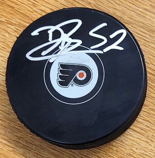 Autographed DENVER BARKEY Philadelphia Flyers Hockey Puck